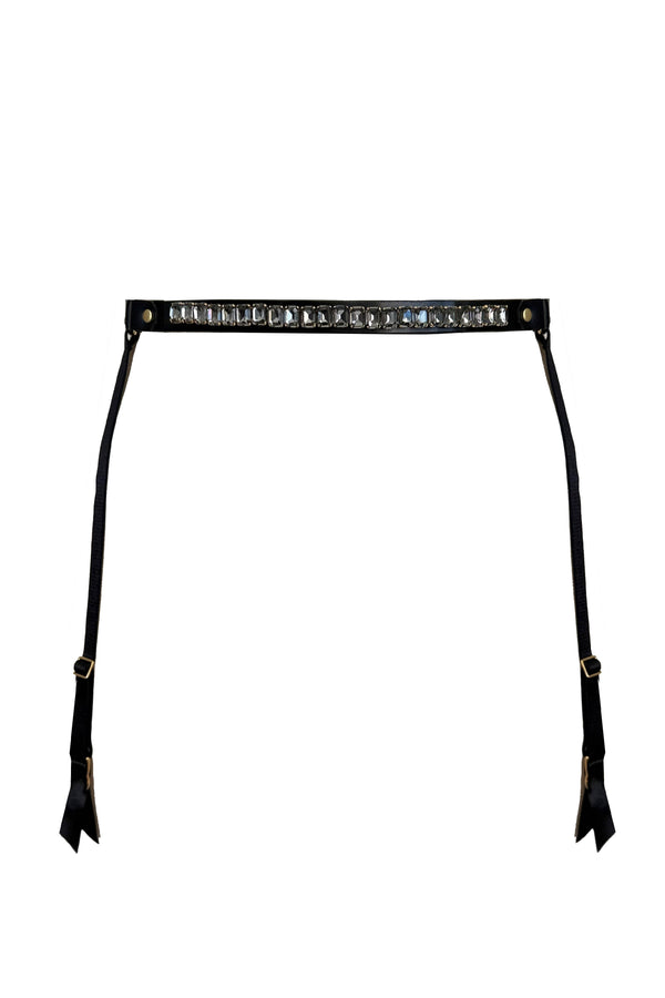 Luxury crystal and leather garter belt by Tatu Couture 