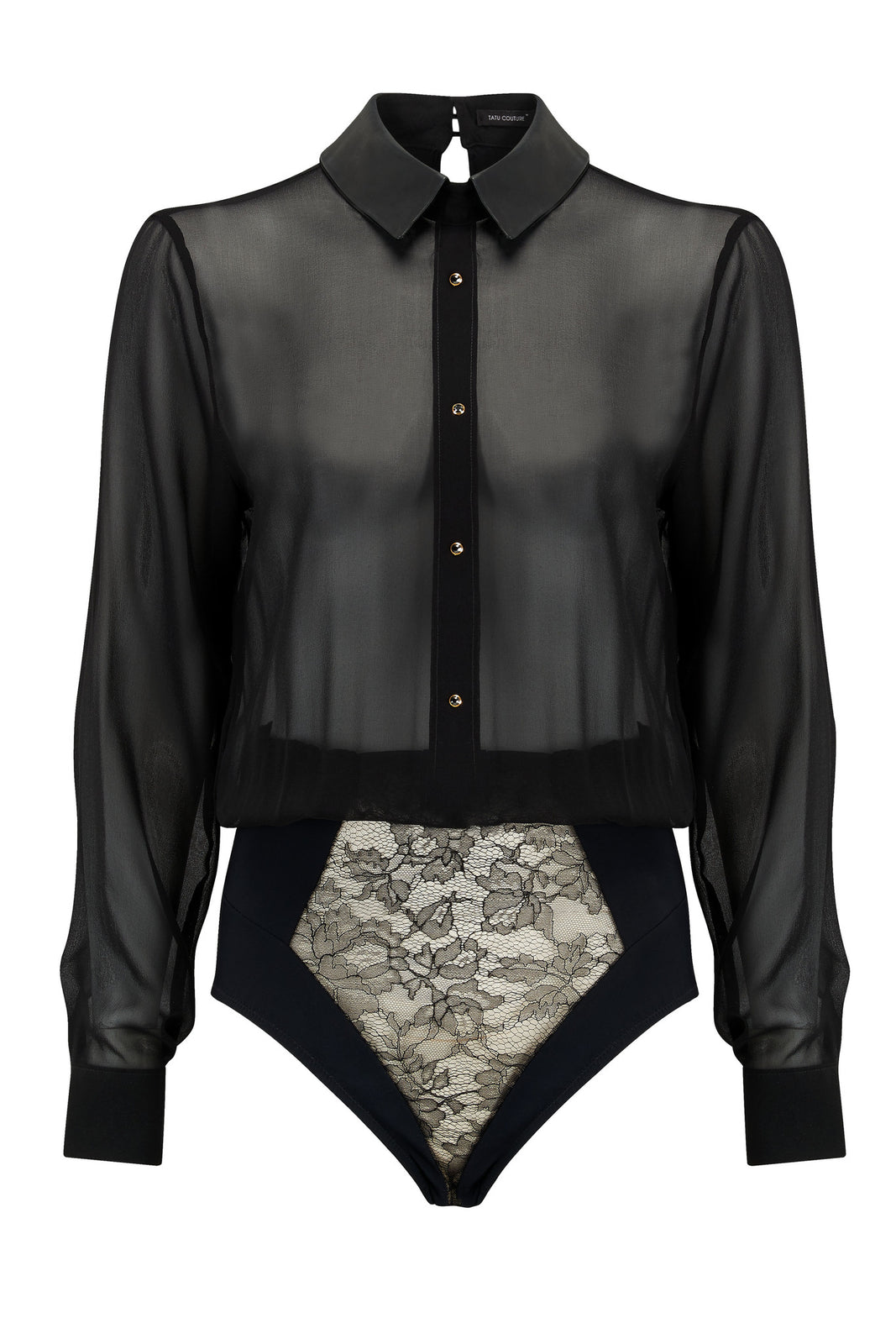 Lula Black Bodysuit Blouse | Designer Bodysuits– Tatu Couture